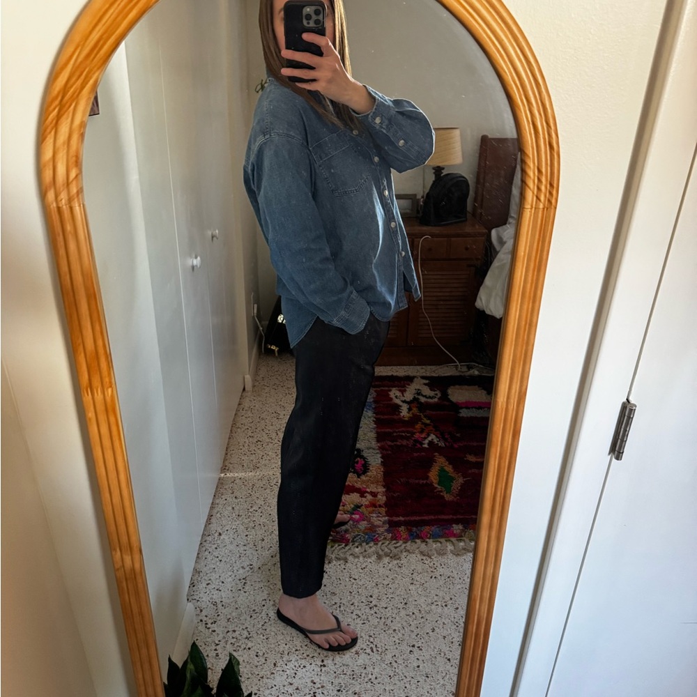 Madewell Satin Style Straight Leg Black Pants - Picture 3 of 7